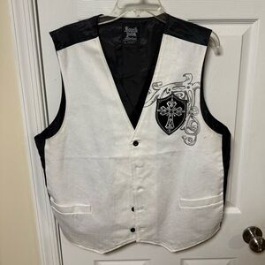 Y2K South Pole Embroidered Back Vest Denim Front w/Patch Size L